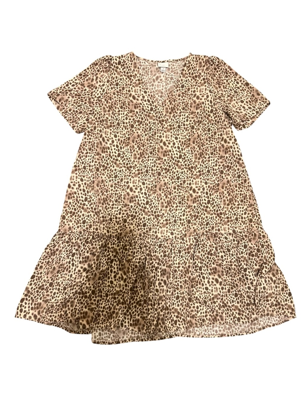A New Day Tiered Mini Dress Leopard Print Size S